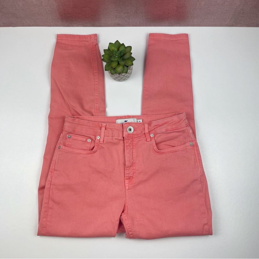 Vineyard Vines High Rise Skinny Solid Pink Denim Jeans Women Size 28